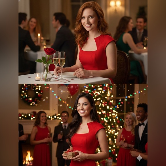 London Times Red Keyhole Sheath Bodycon Cocktail Valentine’s Day Dress Size S - Picture 3 of 17